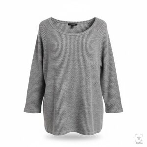 Torrid Women's Gray Waffle Knit Long Sleeve Crew Neck Pullover Sleep Top